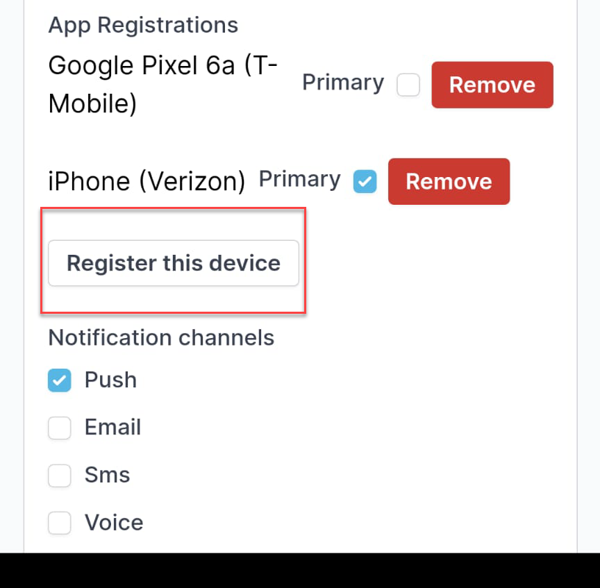 register mobile device